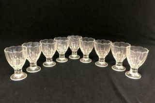 Set Of 9 Vintage Ice Cream Sundae Dishes Desert Cups Clear Glass Footed 4 " Tall