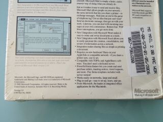 1989 Vintage MICROSOFT MAIL SOFTWARE Appletalk macintosh SE II version 5