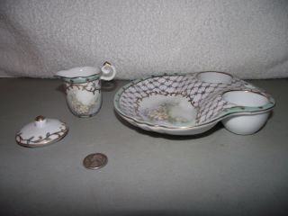 Vintage Hand Painted Nippon Tea Set? Breakfast Bowl? Small Pitcher & Lidded Area 2