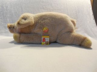 Vintage Steiff Large Molly Schwein Plush Pig With Button Flag Hang Tag 0360/45