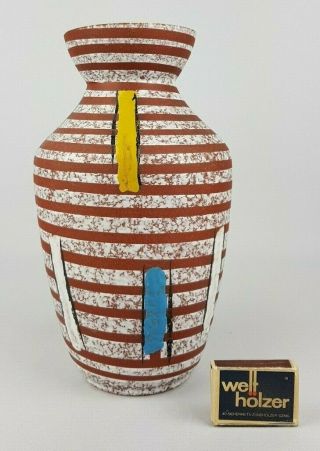 1950 ' s Vintage BAY KERAMIK Vase 607/25 Bodo Mans West German Pottery Fat Lava 4