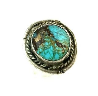 Vintage Native American Sterling Silver Turquoise Hand Made Ring