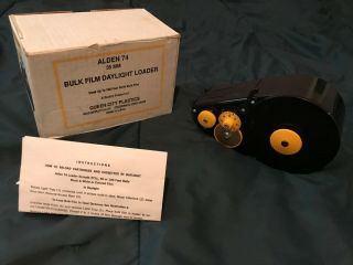 Alden 74 Bulk Film Daylight Loader 35mm Vtg W Box Instructions