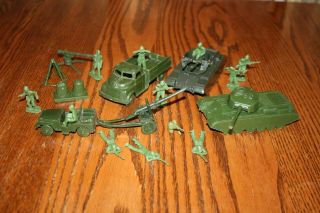 Vintage Payton Army Tank,  Truck,  Jeep,  Gun,  And Soldiers B - Marx Mpc Timmee