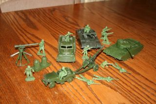 Vintage Payton Army Tank,  Truck,  Jeep,  Gun,  and Soldiers B - Marx MPC TImmee 3