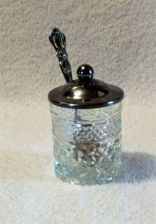 Vintage Wexford Glass Jam Jelly Relish Condiment Serving Jar With Lid & Spoon