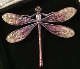 Vintage Jewellery Art Nouveau Enamelled Dragonfly Brooch