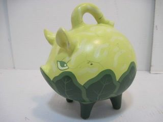 Old Piggy Bank W/handle Large Hand - Painted Maxcanu,  Yuk Mexico Vintage Pottery