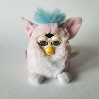 1999 Furby Baby White With Pink Ears Vintage Tiger Brand Hasbro