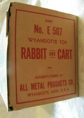 Vtg.  Tin Lithograph Toy RABBIT Easter Bunny Pulling Wagon/Cart WYANDOTTE E - 507 4