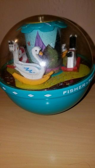 Vintage Fisher Price Roly Poly Chime Ball 165 Swans And Rocking Horses 1966