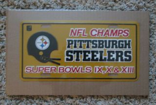 Vintage 1978 Pittsburgh Steelers License Plate 3 Bowls Shrink Wrapped