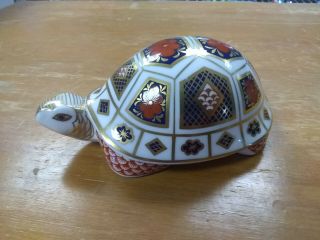 Vintage Royal Crown Derby Imari Porcelain Turtle Paperweight