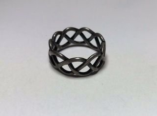 Vtg Sterling Silver 925 Taxco Vintage Mexico Mexican Braided Knot Rope Ring 8.  5