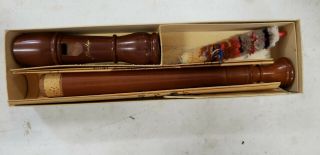 Vintage Schreiber Sonata Recorder Made In Germany Wooden Wood Flute 12 Inches