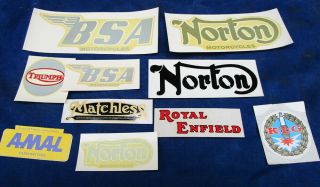 Vintage British Motorcycle Decal Stickers Bsa Triumph Norton Enfield Matchless