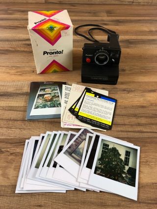 Vintage Polaroid Pronto Land Sx - 70 Instant Film Camera With Strap Box Papers
