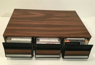 Vintage Faux Wood 3 Drawer Cassette Tape Holder Storage Case 36 Capacity 4