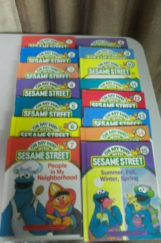 Vintage 1989 On My Way With Sesame Street Hard Cover Books Complete Set Of 15