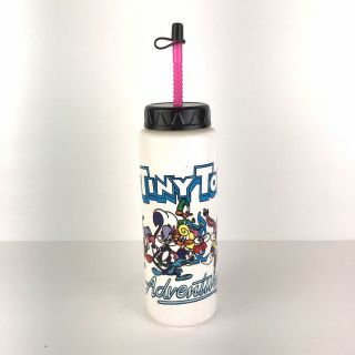 Vintage 90s Tiny Toon Adventures Plastic Water Bottle W/ Straw Warner Bros Inc