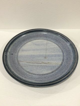 Vintage John Dunlap Harstine Island Pottery Stoneware 11.  5” Plate Marked Jd