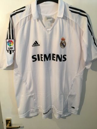 Vintage Zidane Real Madrid La Liga Shirt - Adidas - Size Medium - Siemens