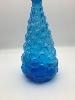 Vintage Retro Genie Bottle Decanter Blue Bubble Empoli Italian Glass 1960s 2