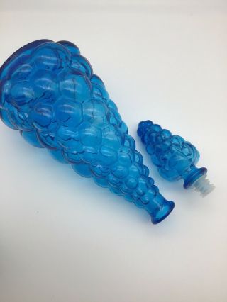 Vintage Retro Genie Bottle Decanter Blue Bubble Empoli Italian Glass 1960s 4