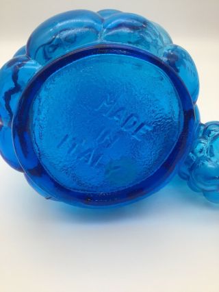 Vintage Retro Genie Bottle Decanter Blue Bubble Empoli Italian Glass 1960s 6