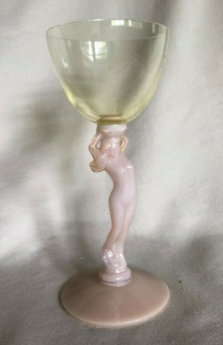 Vintage Cambridge Glass Cocktail Crown Tuscan Gold Krystol Nude Statuesque 3011