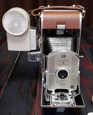 1957 Polaroid Land Camera Model 95b With Leather Case And Flash & Other