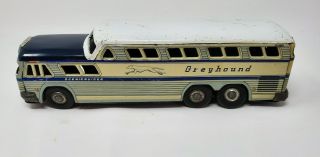 Vintage Tin Friction Toy Greyhound Bus Express Scenicruiser Slone Japan 1950s
