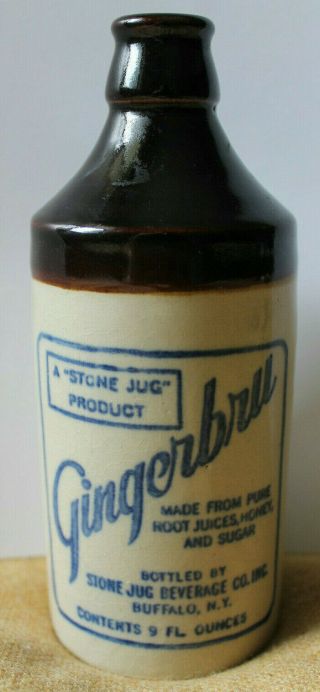 Gingerbru Advertising Bottle Container A Stone Jug Product Soda Buffalo Ny Vtg