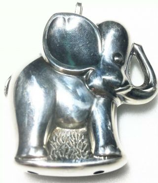 So Sweet Large Vintage.  925 Sterling Silver Puffy Elephant Charm / Pendant 14g