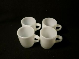 Vintage Fire King White Milk Glass Stackable Coffee Cup Mug Set Of 4