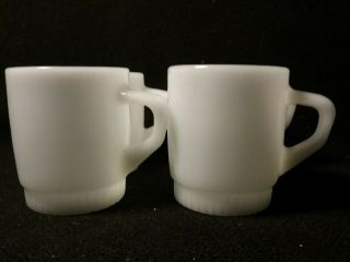Vintage FIRE KING White Milk Glass Stackable Coffee Cup Mug Set Of 4 2