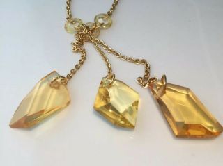 Vintage Jewellery Shades Of Citrine Faceted Lucite Chunky Pendant Necklace
