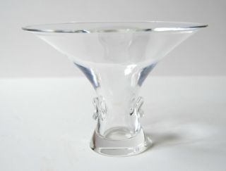 Vintage Signed Steuben Crystal Glass Vase Mcm