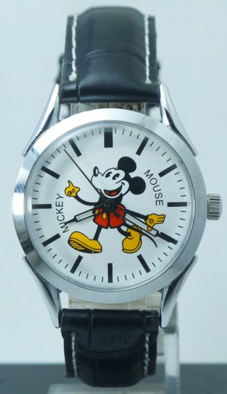 Vintage White Micky Mouse Dial 17 Jewels Fhf St96 Hand Winding Luxury Watch