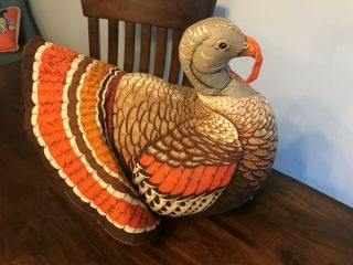 Large Vintage Stuffed Fabric Turkey Decor Piece.  Door Stop,  Thanksgiving