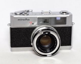 Minolta Hi - Matic 7s Himatic 35mm Rangefinder Rokkor Pf 45mm 1:1.  8 Film Camera