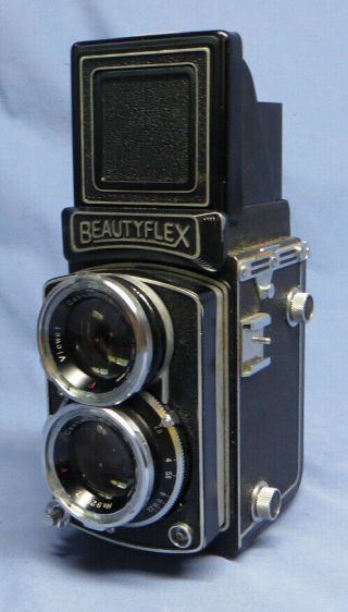 Vintage Beautyflex Tlr Film Camera W/two Canter 80mm F/2.  8 Lenses Vgc