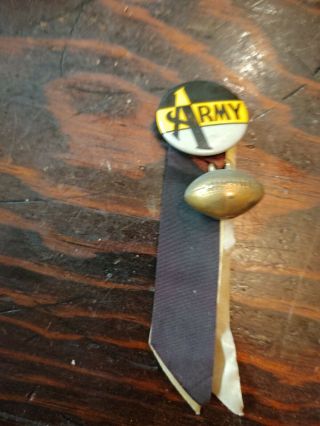 Vintage Army West Point Football Pinback Button W/ Ribbons & Football
