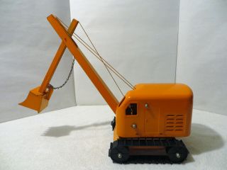 Vintage 1950s STRUCTO PRESSED STEEL STEAM SHOVEL Construction Orange Great Shape 2