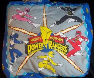 Vintage Mighty Morphin Power Rangers Blanket Pillow Combo 1994 Saban Travel