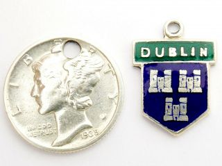 Dublin Ireland vintage sterling silver enamel travel charm hallmarked 1956 3