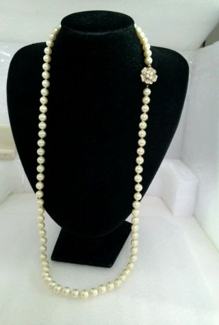 Pm.  Vintage Majorica Knotted Pearl Necklace - 76 Cm Signed.