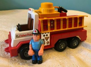 Vintage Husky Helpers Fire Pumper Truck Firetruck Fisher Price Vehicle 336