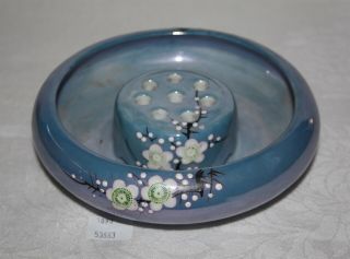 Thriftchi Vintage Flower Frog Ceramic Luster Finish 8 Hole Circular W Basin