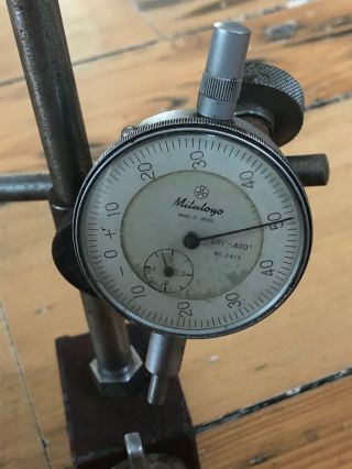 Vintage Mitutoyo Dial Indicator - No.  2412 -.  001 " -.  400 " On Bf Magnetic Base
